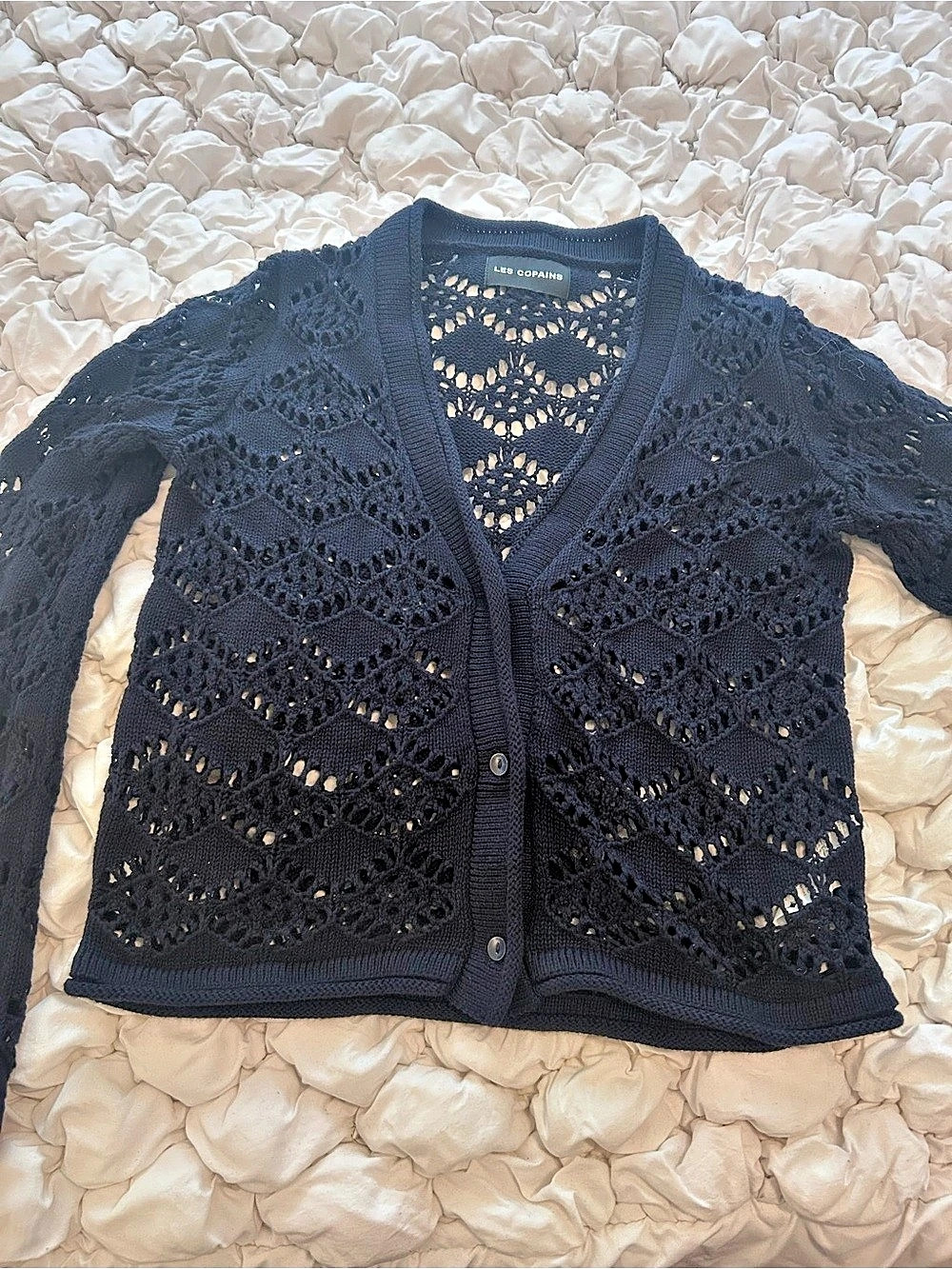 Les Copains Navy Open Knit Cardigan Like New - never worn